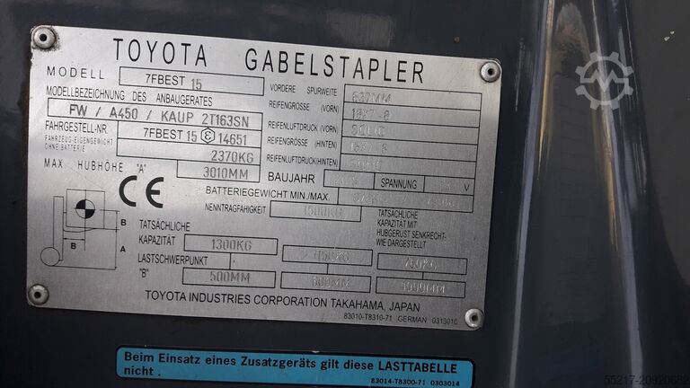 Wózek widłowy ID-nr: 14651 Toyota 7FBEST 15