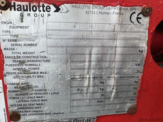 Podnośnik nożycowy Haulotte Optimum 6