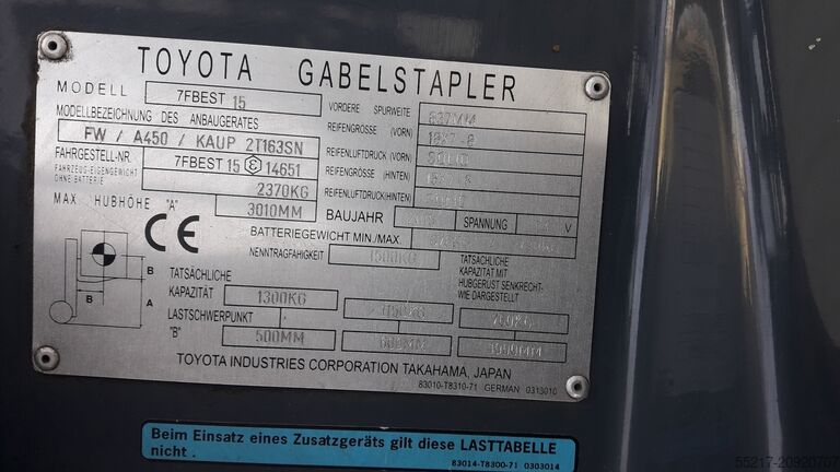 Wózek widłowy ID-nr: 14651 Toyota 7FBEST 15