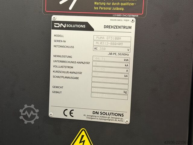 CNC Lathe c-axis DOOSAN PUMA GT3100M Doosan Puma GR3100M