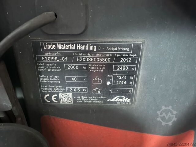 Empilhador eléctrico de 3 rodas Linde E20PHL-01