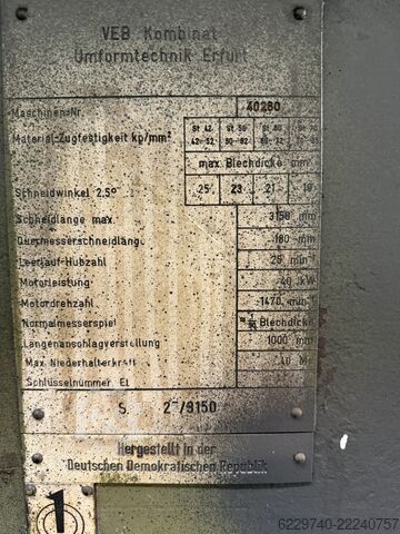 Hidraulikus guillotine olló ERFURT ScTP 25/3150