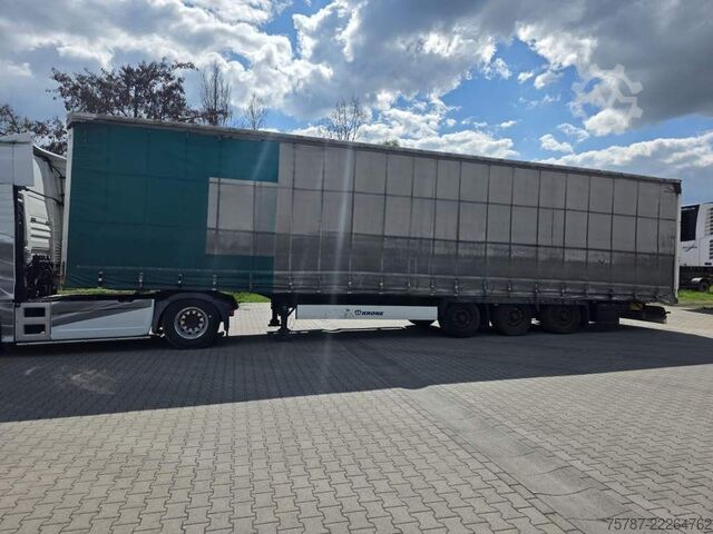 Open oplegger met zeil KRONE Gardine Lowliner, Joloda-Schienen, Hubdach