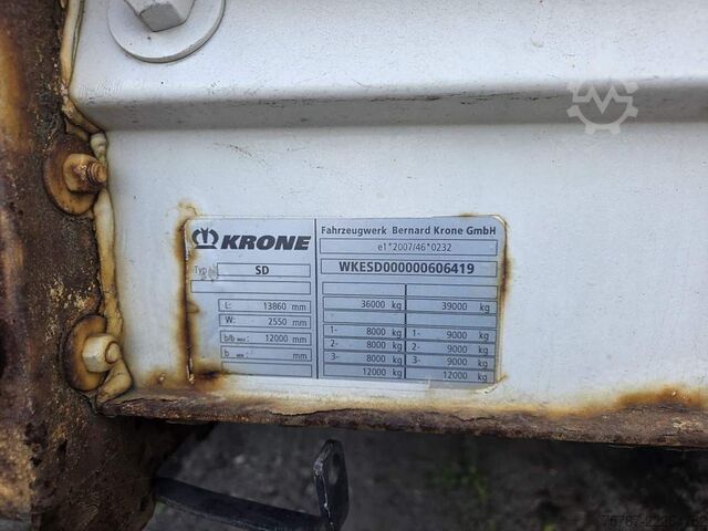 Open oplegger met zeil KRONE Gardine Lowliner, Joloda-Schienen, Hubdach