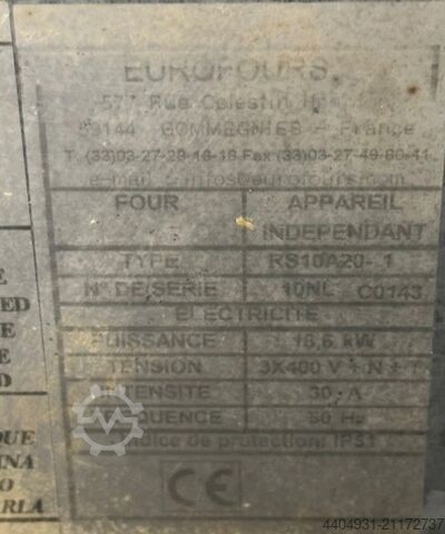 Forno elétrico 10 níveis 400x600 EUROFOURS RS10A20-1