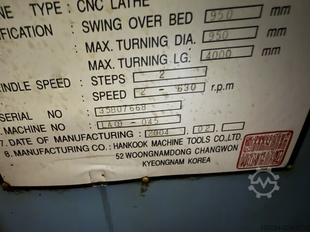 Draaibank Hankook 9NC x 4000 (year 2004)