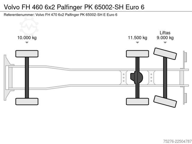 Camión grúa Volvo FH 460 6x2 Palfinger PK 65002-SH Euro 6
