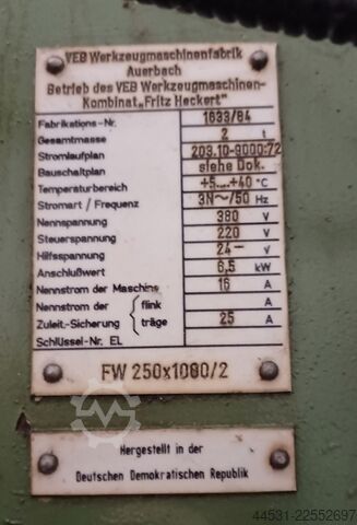 Univerzális vízszintes marógép Auerbach FW 250 x 1000 / 2