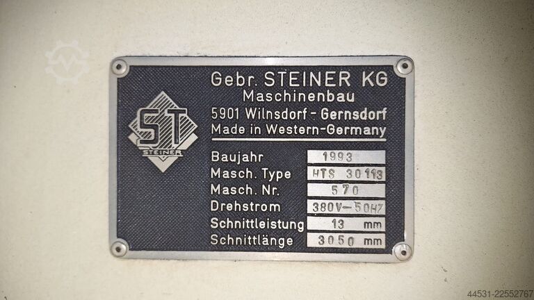 Hydraulische guillotineschaar Steiner HTS 30 113