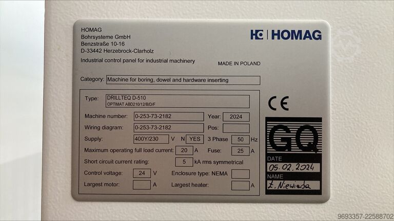 μηχάνημα διάτρησης ξύλινων πείρων HOMAG DRILLTEQ D-510