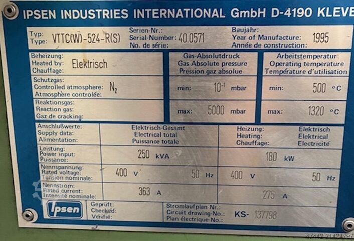 Sinter vakumlu fırın IPSEN VTTC(W)-524-R(S)