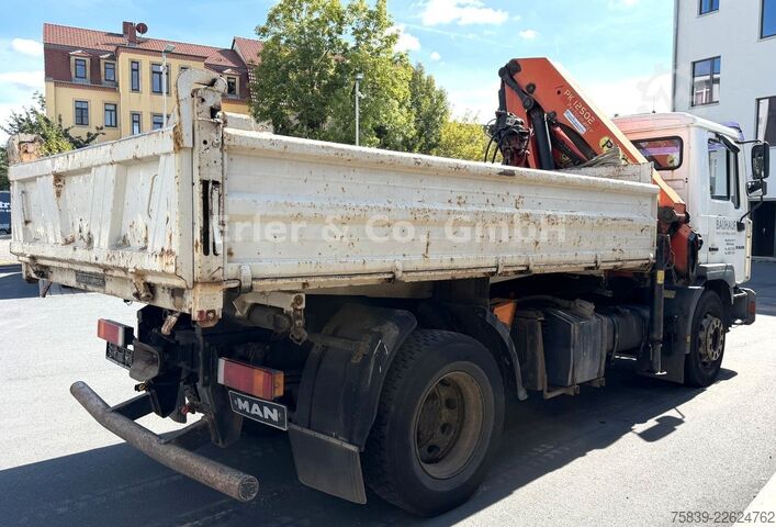 Háromirányú billenő teherautó MAN FE 280, PK 12.502, Funk, Greifer