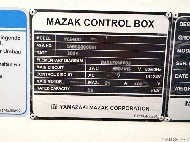 3 tengelyes megmunkálóközpont MAZAK VCE-600 Mazak VCE-600