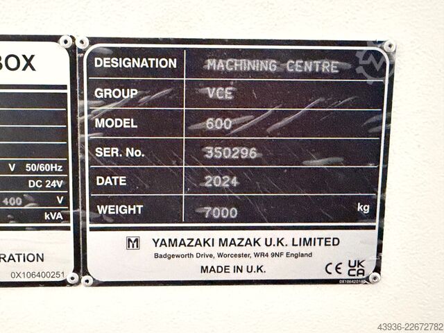 3 tengelyes megmunkálóközpont MAZAK VCE-600 Mazak VCE-600