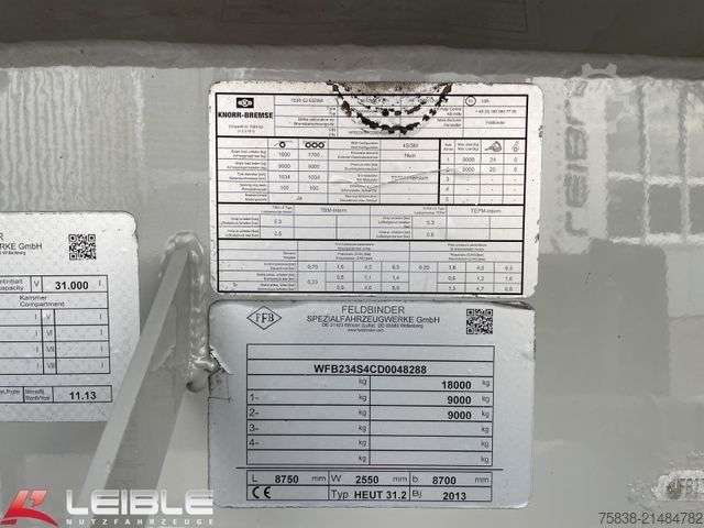 Silosläp FELDBINDER HEUT 31.2 *31.000 l mit 3x Euter*Alcoa Alufelgen