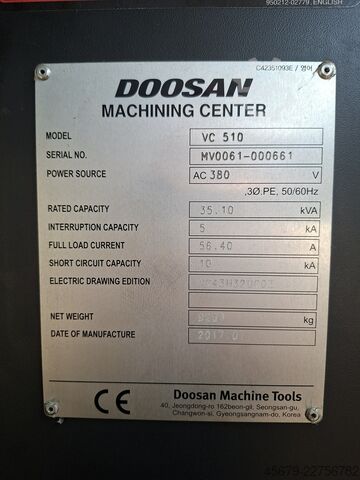 Függőleges megmunkáló központ DOOSAN VC 510
