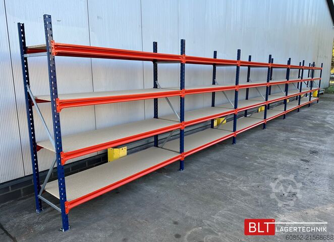 širokorozponový skladový regál ca. 57 lfm. Weitspannregale H: 200 cm T: 60 cm , 400 kg Fachlast , 4 Ebenen