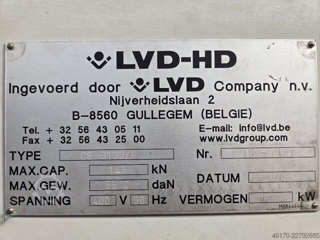 Foarfecă hidraulică tip ghilotină LVD CS 31/6