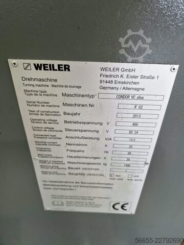Tornio CNC WEILER CONDOR VC plus BJ 2013
