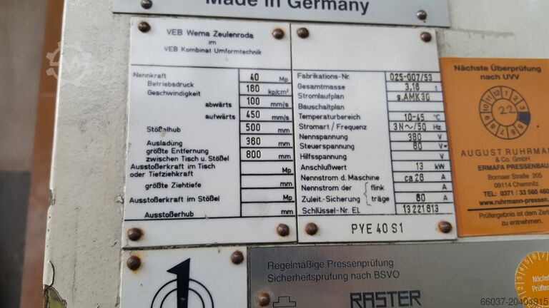 Eksantrik pres Raster PYE 40 S1