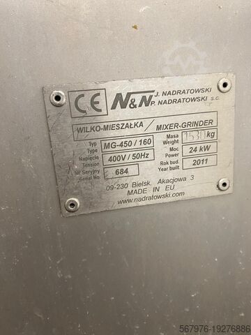 Vleesverwerkingsmachine N&N Nadratowski / Orbmix MG-450/160 Mixer Grinder with Loader