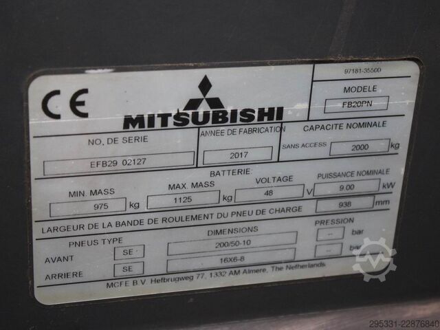 Elektrische vorkheftruck 3 wielen Mitsubishi FB 20 PN