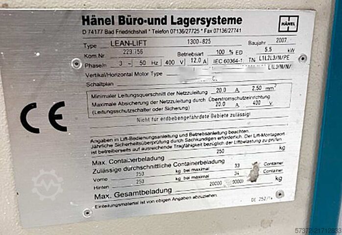 Döner raf Hänel Lean-Lift 1300-825