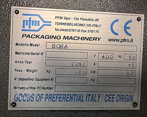 Macchina riempitrice e sigillatrice orizzontale PFM Spa BORA