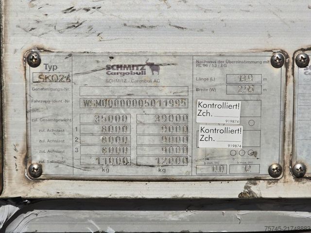 Koffer oplegger SCHMITZ CARGOBULL SKO24 * ROLLTOR * LIFTACHSE * KOFFER