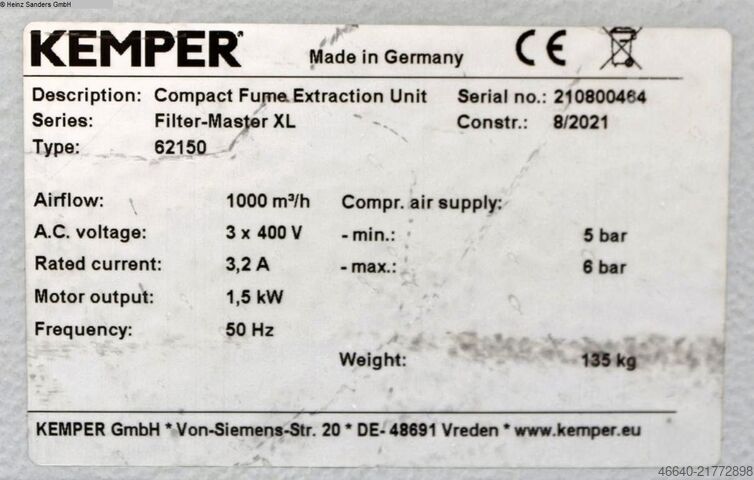 Odsysanie dymów spawalniczych KEMPER FILTER MASTER XL