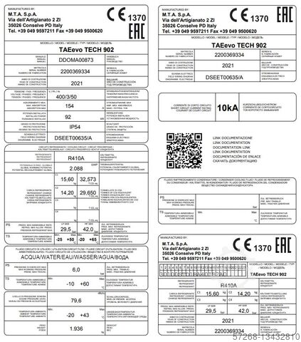 Koeler, waterkoeler, koeler MTA S.p.A., Kühlmaschinen TAEevo Tech 902 P3-20