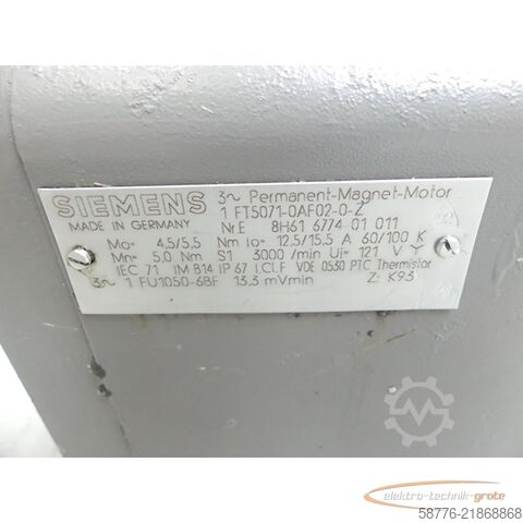Steuerung Siemens 1FT5071-0AF02-0 - Z Permanent Magnet Motor SN:E8H61677401011