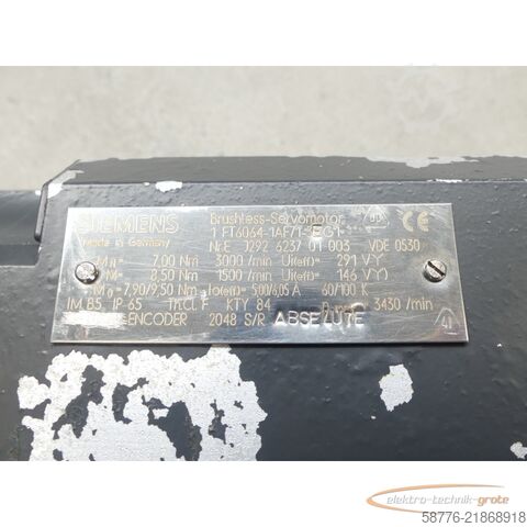 Steuerung Siemens 1FT6064-1AF71-3AG1 Synchronservomotor SN: EJ292623701003