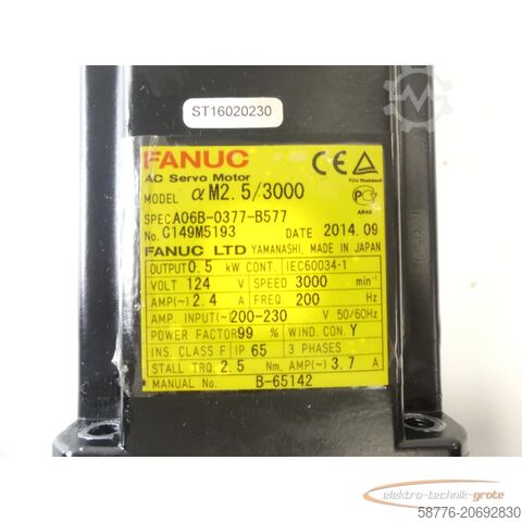 Motor Fanuc Fanuc A06B-0377-B577 AC Servo Motor C149M5193 + A860-0365-T001 Pulsecoder