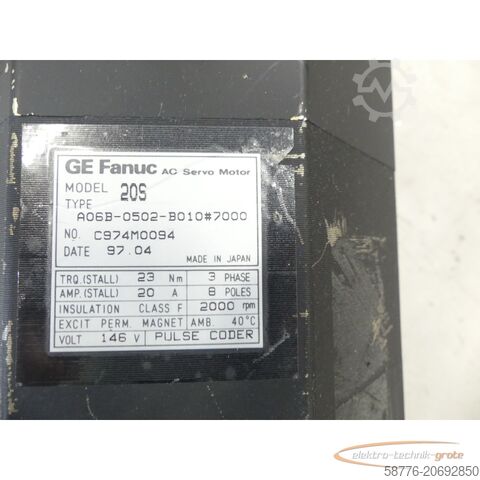 Fanuc Motor Fanuc A06B-0502-B010 # 7000 SN: C974M0094 Servomotor