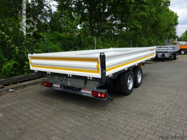 Tipvognstrailer Möslein TTD 11 Weiß neuer Tandem 3- Seitenkipper Tieflader-- Neufahrzeug --