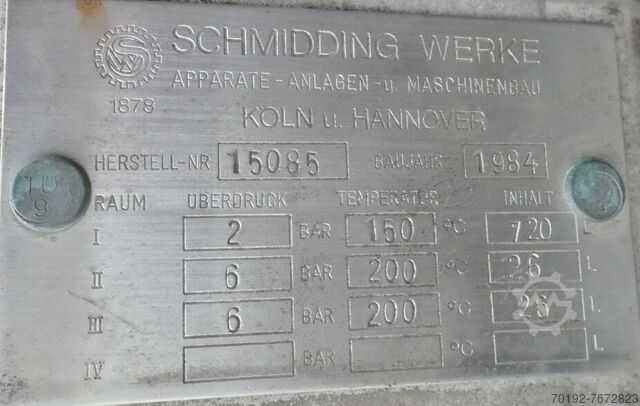 720 liter verwarmbaar/koelbaar drukvat van V4A  