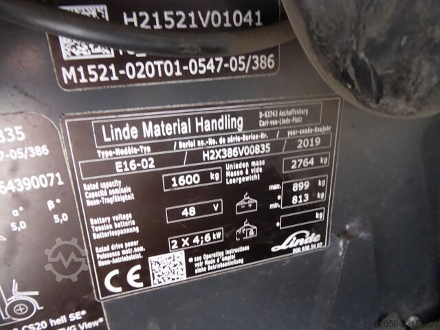 Elektrisk 3 -hjulet gaffeltruck Linde E16-02