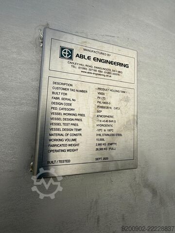 Rezervoar pod pritiskom od nerđajućeg čelika Able Engineering 