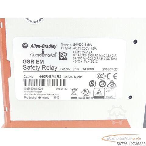 Komponent Allen-Bradley 440R-EM4R2 / GSR EM Safety Relay Series: A 201 SN:013 - ungebr.! -