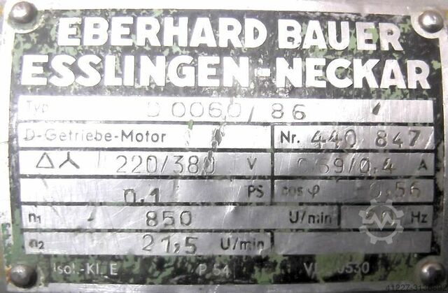 Tandwielmotor 0,075 kW 21,5 tpm Bauer D0060/86