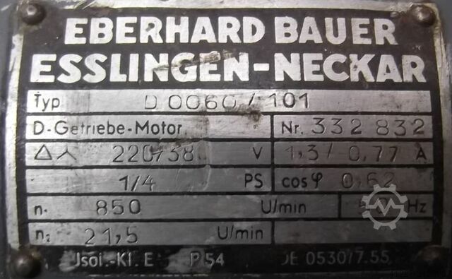 Tandwielmotor 0,18 kW 21,5 tpm Bauer DOO60/101