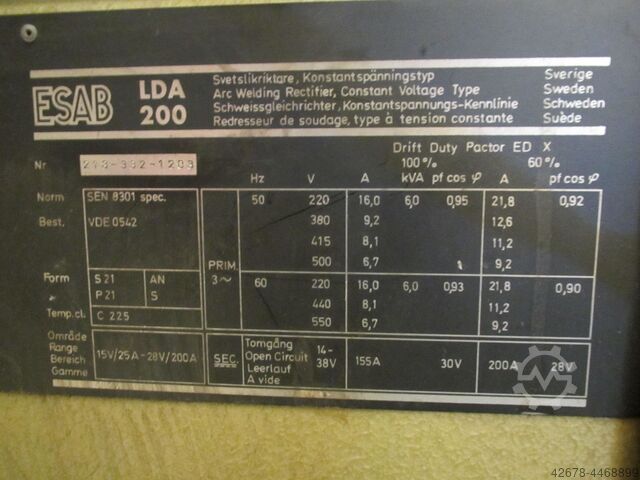 MIG-MAG inert gas welding machine ESAB LDA 200 + A 10