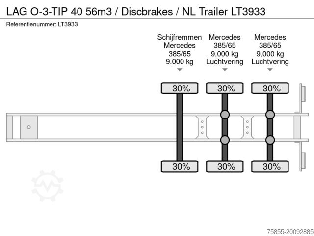 Kipper LAG O-3-TIP 40 56m3 / Discbrakes / NL Trailer