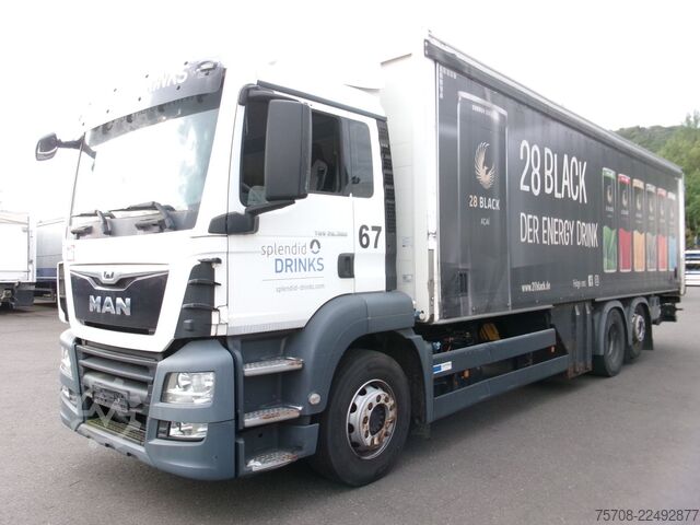 Plattewagen met zeil MAN 26.360 TGs*9 m SafeServer*2,5 to LBW*Lift/Lenk