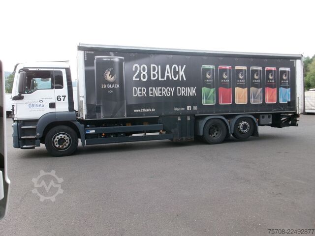 Plattewagen met zeil MAN 26.360 TGs*9 m SafeServer*2,5 to LBW*Lift/Lenk