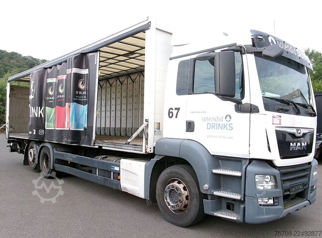 Plattewagen met zeil MAN 26.360 TGs*9 m SafeServer*2,5 to LBW*Lift/Lenk