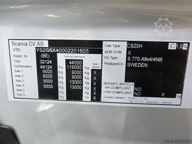 Scania S770 8x4/4 / 180 000 KG / HYDRAULIQUE Scania S770 8x4/4 / 180.000 KG / HYDRAULIC