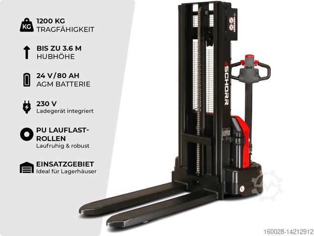 Hoogheffende truck SCHORR Elektro Hochhubwagen Pro 1,2t 2,5m/3,6m