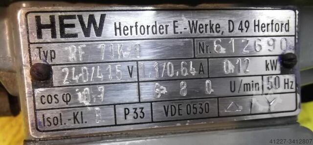 Elektromotor 0,12 kW 680 omw/min 240/415 V HEW RF71K/8